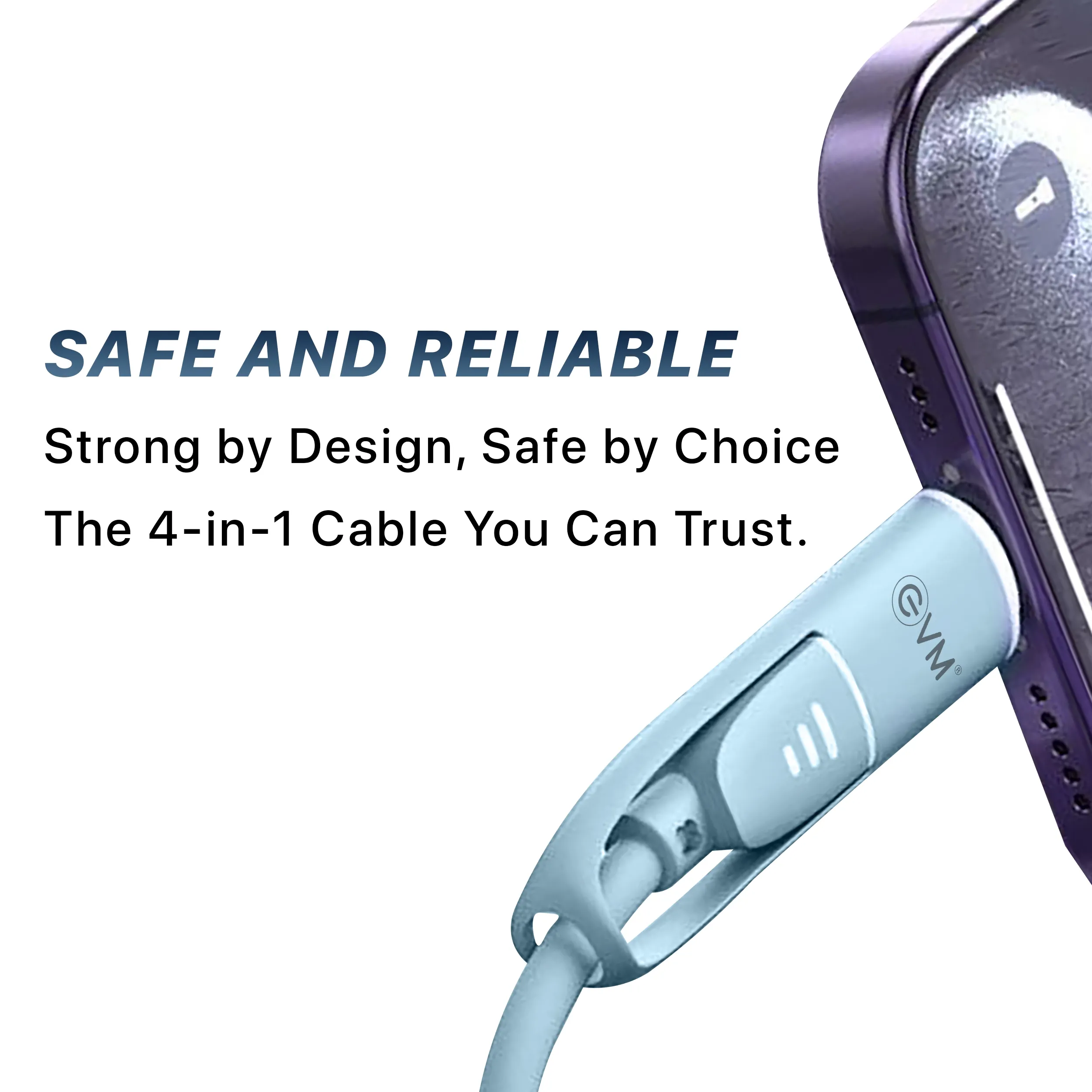 EVM 4-in-1 Charge & Sync Cable 60W 1M (USB | Iphone | Type-C) EVM-M-5-BU view 6